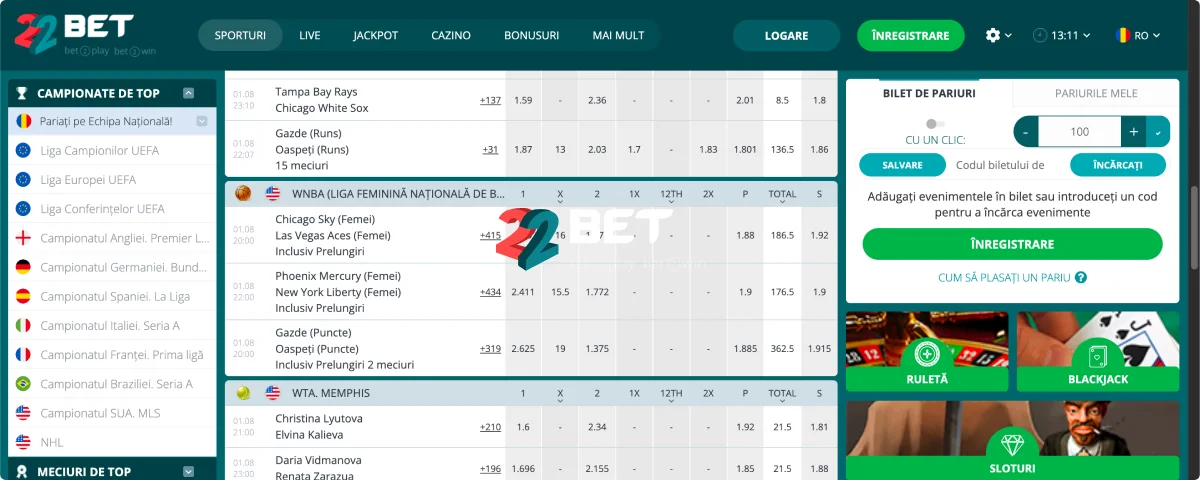 22Bet Rotiri bonus