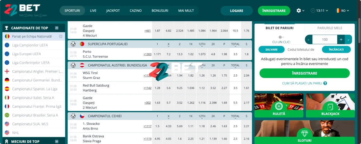22Bet Acces mobil